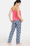 Zivame Pretty Floral Woven Pyjama Set - Medieval Blue — thumbnail 3